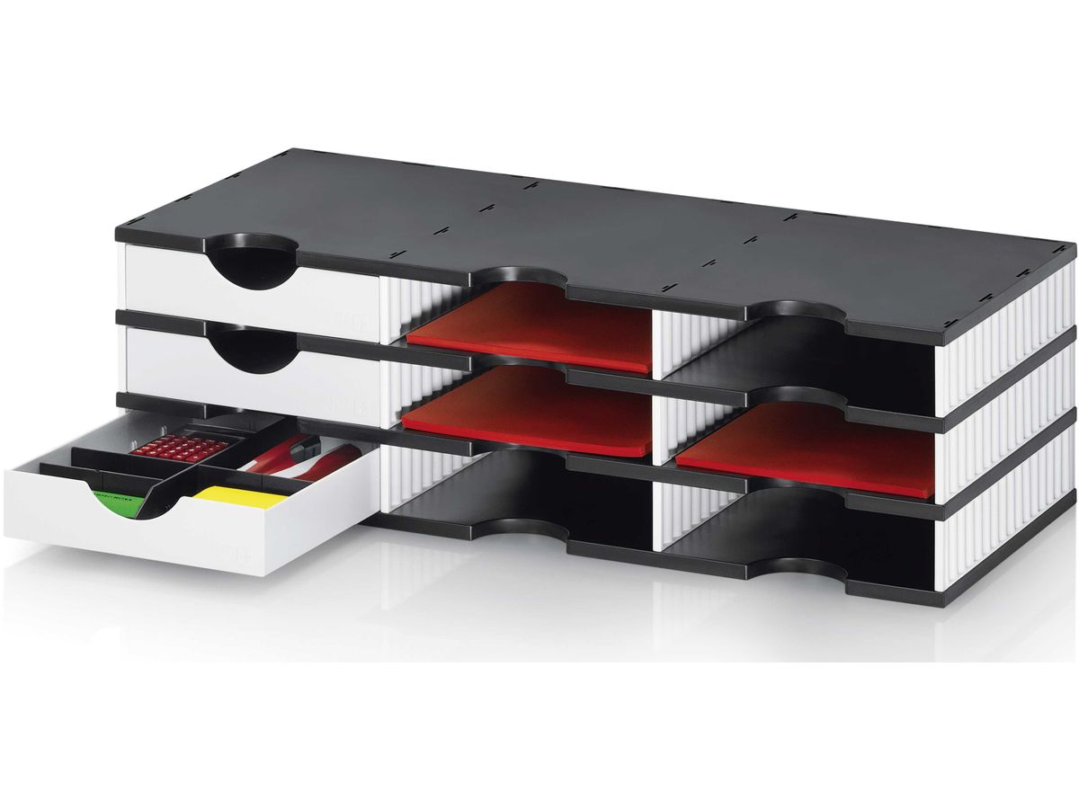 STYRO Système class. styrodoc trio 268-0303.090 noir/blanc 6 comp./3 tiroirs (7612176082136)