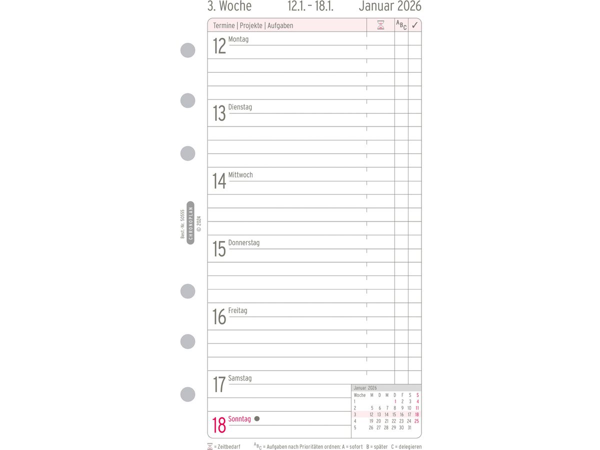 CHRONOPLAN Plan semainier recharge 2026 50556Z.26 1S/1P Midi (4004182088555)