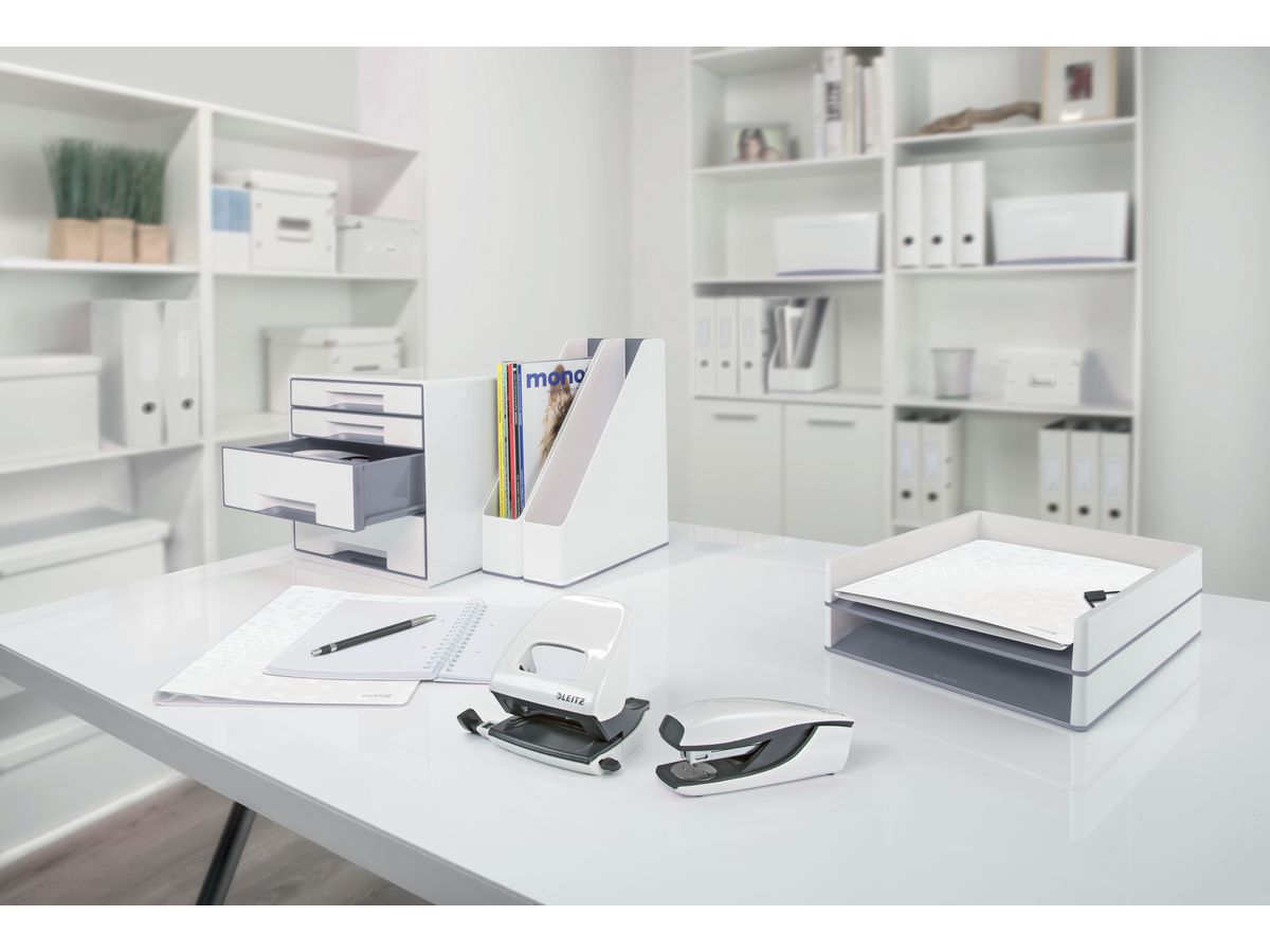 LEITZ Bucatrice/Cucitrice WOW 5095 5095-10-01 bianco, Bundle 30 fogli (4002432396276)