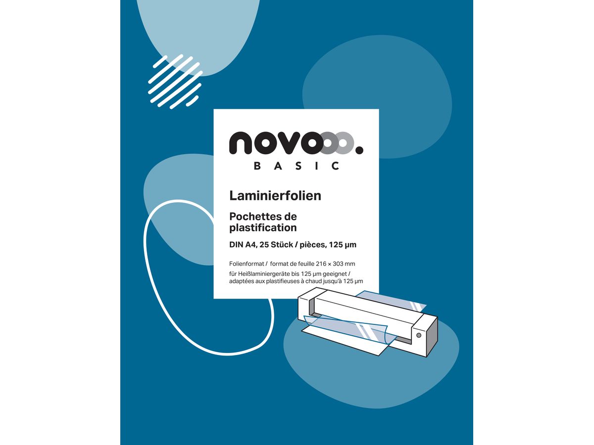 NOVOOO Laminierfolie A4 47070000 glanz, 125my 25 Stück (9010729002088)