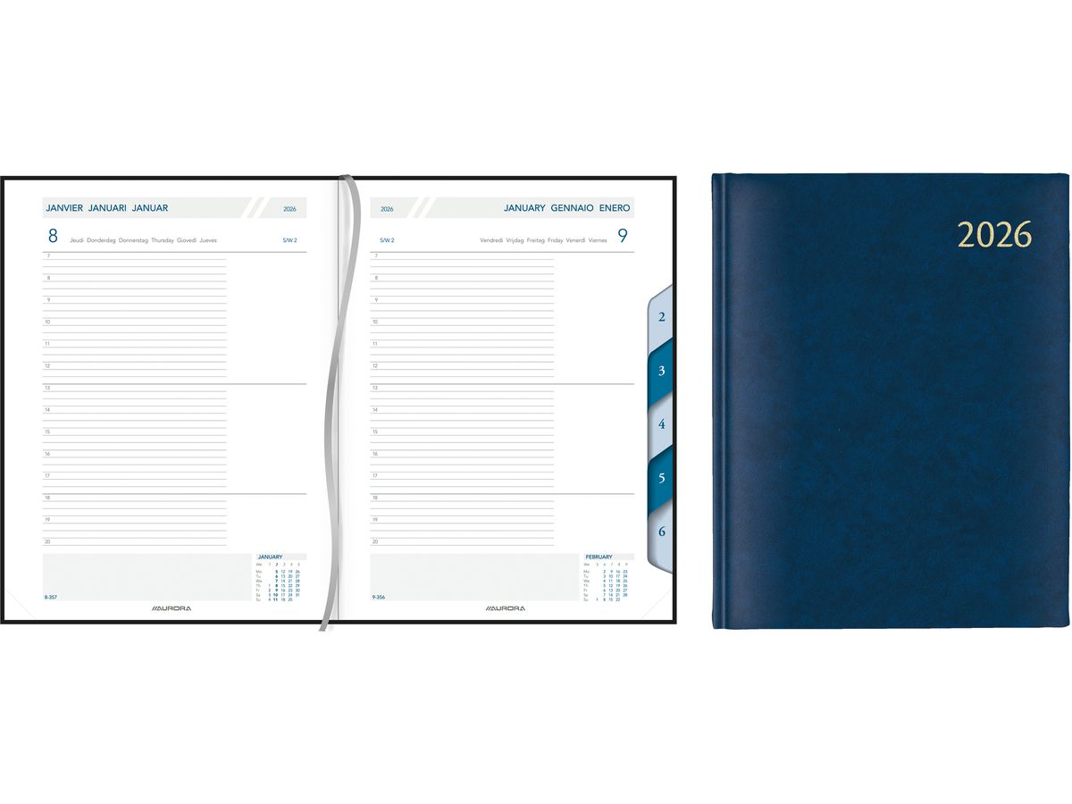 AURORA Agenda Florence Largo 2026 3115B 1G/1P blu ML 16.5x21cm (5411028431250)