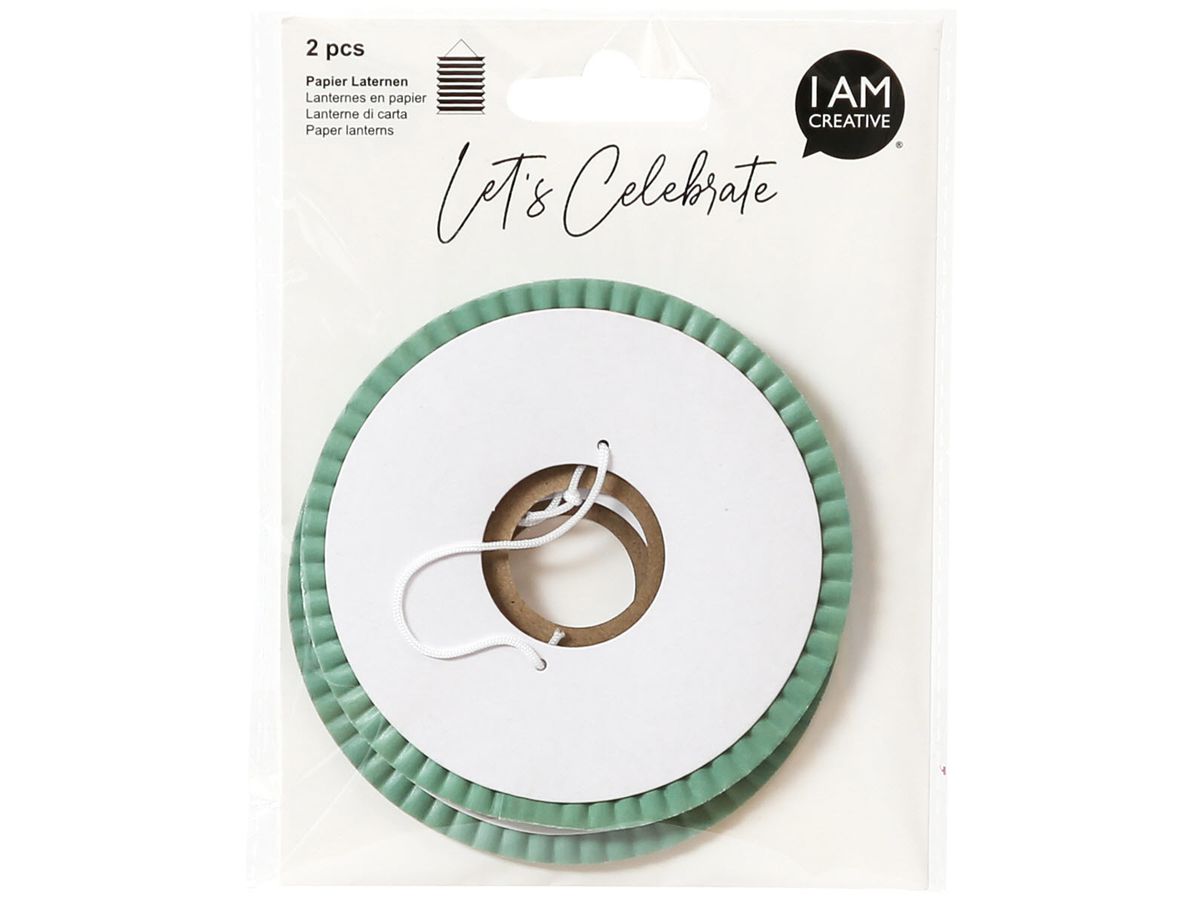 I AM CREATIVE Papier Laterne, mint, 10cm 6010.969 2 Stück (7611983208425)