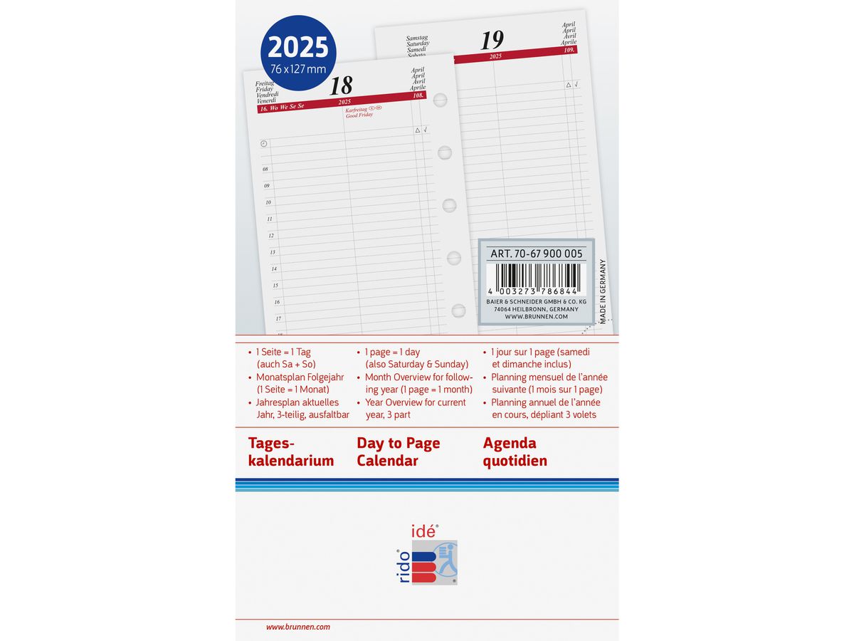 RIDOIDE Timing 3 calendrier jour. 2026 7067900006.26 1J/1P ML 7.6x12.7cm (4003273792081)