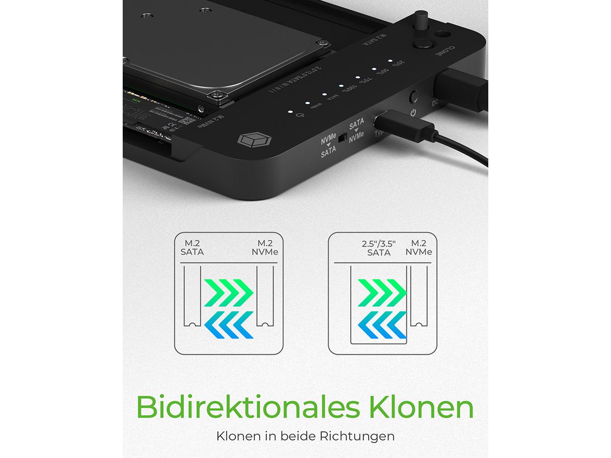 ICY BOX Docking- & Clonestation IB-2915MSCL-C31 M.2 to M.2 & 2.5 & 3.5 (4250078173496)