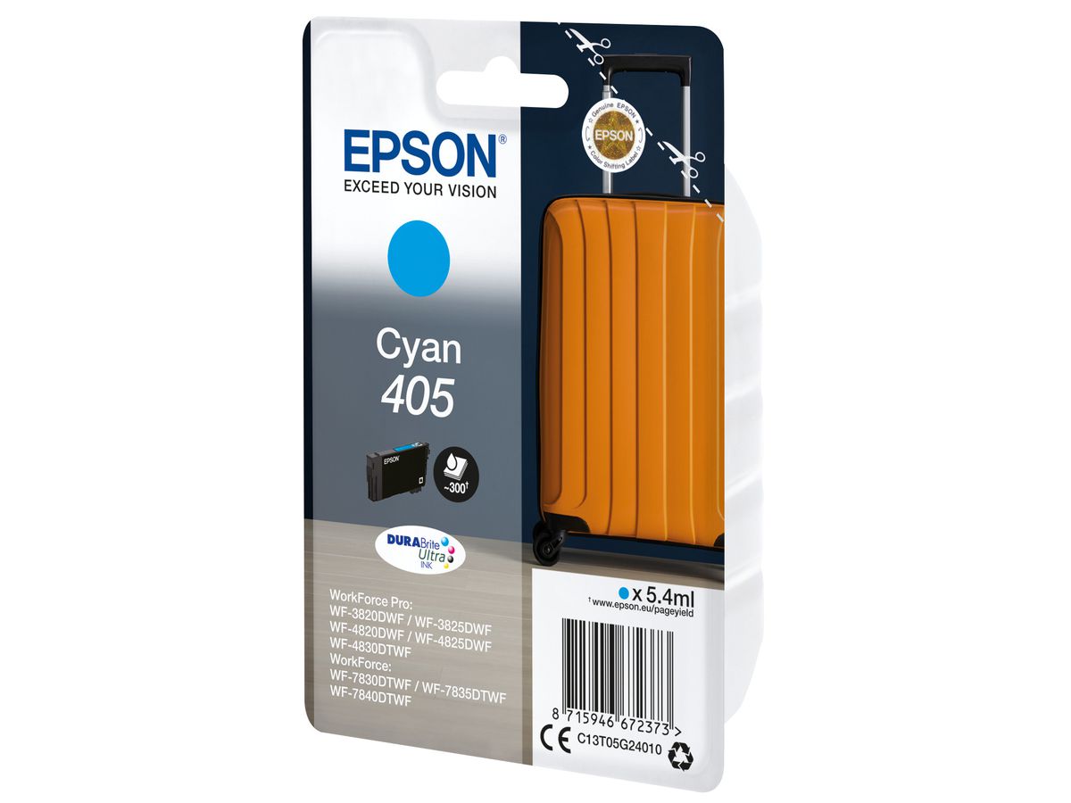 EPSON Tintenpatrone 405 cyan T05G24010 WF-7830DTWF 300 Seiten (8715946672373)