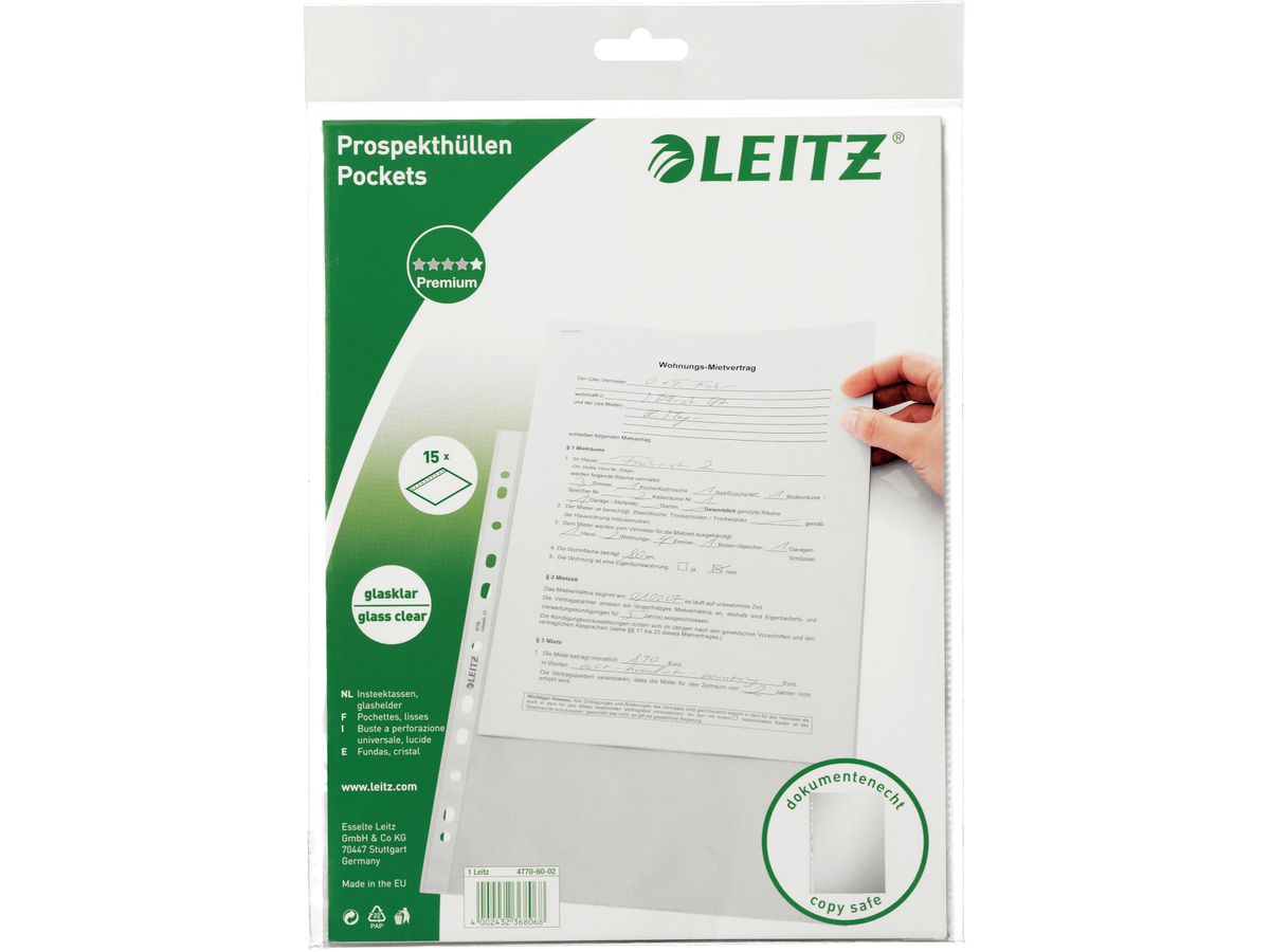 LEITZ Prospekthülle PP A4 47706002 trasparente 15 pezzi (4002432368068)