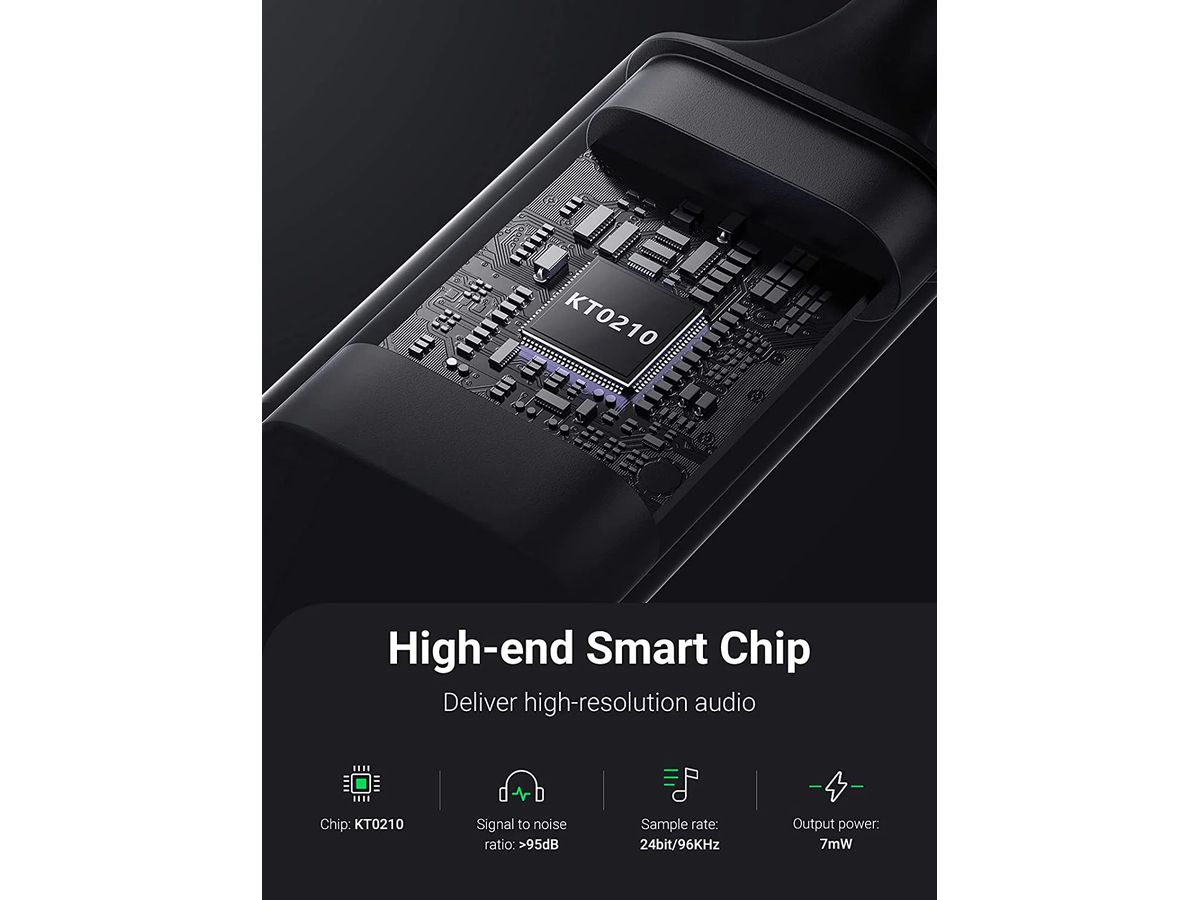 UGREEN Audio Adapter USB 2.0,3.5mm 30757 BB Aluminum Alloy 25cm,Grey BB (6957303837571)