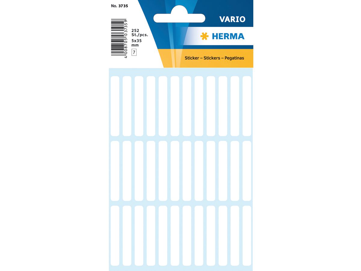 HERMA Etiquettes 5×35mm 3735 blanc 252 pcs. (4008705037358)