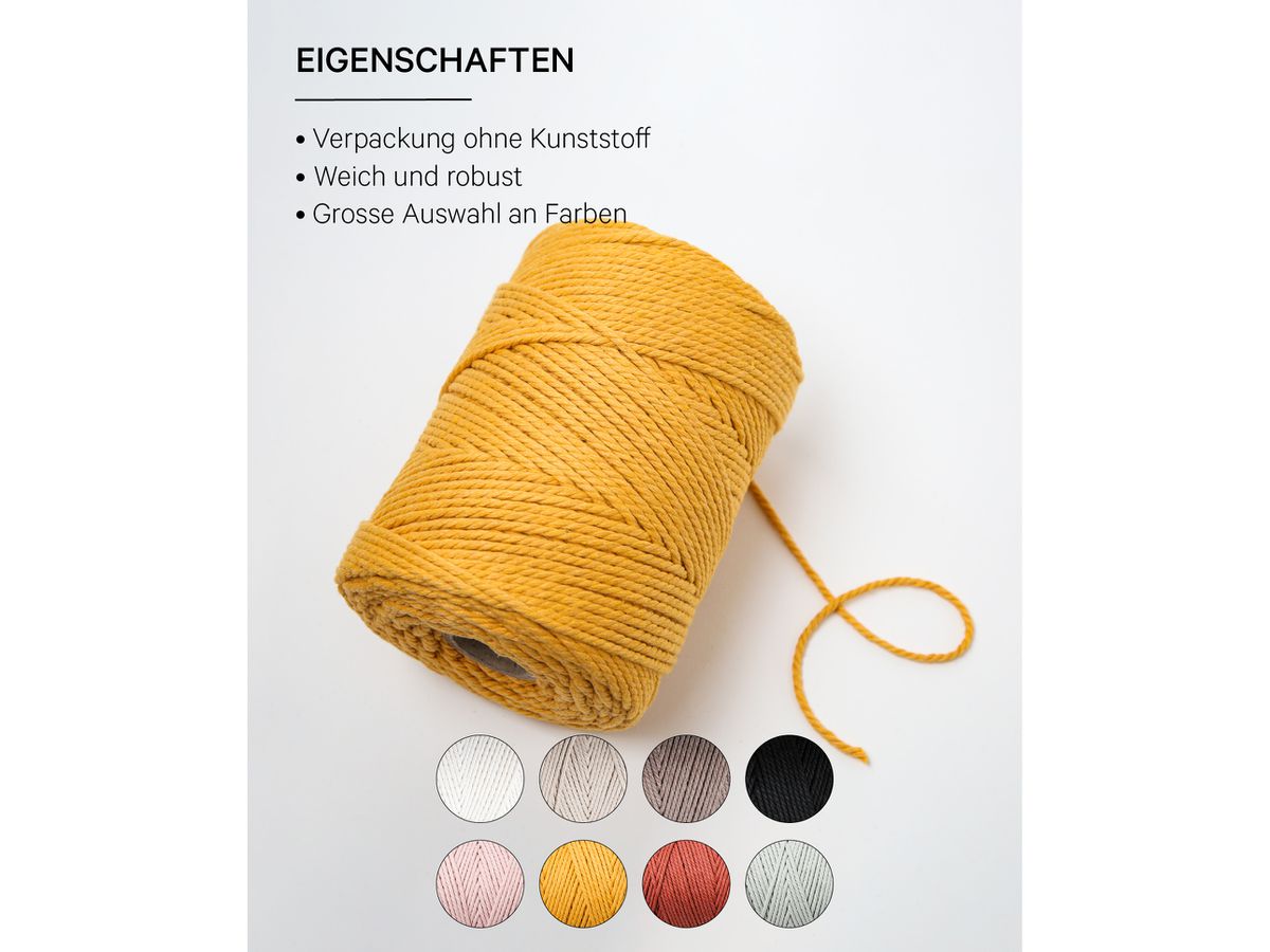 I AM CREATIVE Macrame Rope 6203.1 mustard, 2mm, 500g (7640415812213)