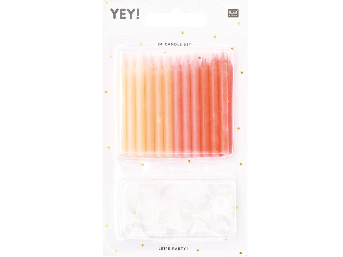 RICO DESIGN Bougies d'anniversaire 10cm 81004.01.13 fashion 24 pièces (4051271139094)
