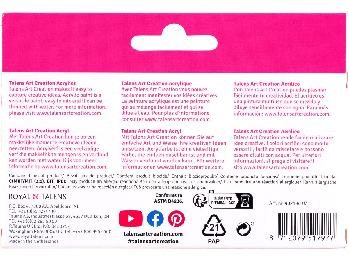 TALENS Colore acrilici 6x12ml 9021863M Caribbean (8712079517977)