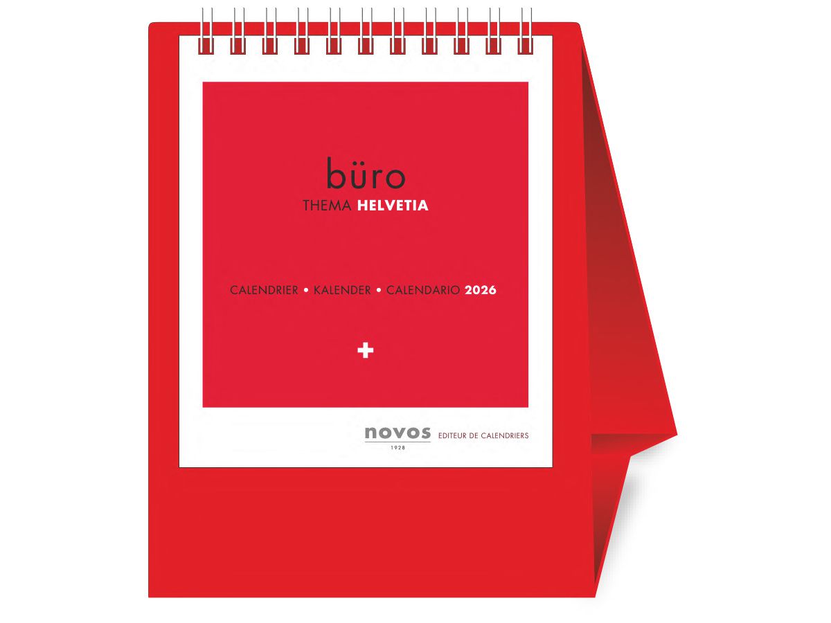 NOVOS Tischkalender Helvetia 2026 501012 1M/1S rot ML 11.5x14cm (9771663501012)