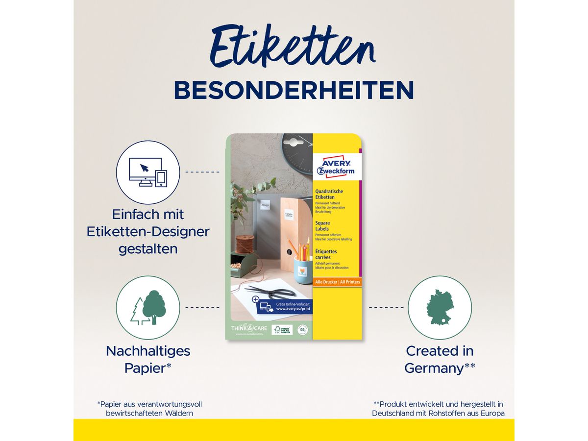 AVERY ZWECKFORM Etichette QR Code 45x45mm L7121-25 500 pezzi (4004182052808)