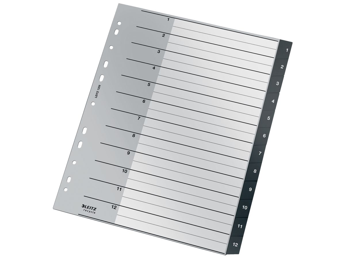 LEITZ Register PP Recycle A4+ 1209-00-00 schwarz 1-12 (4002432127108)