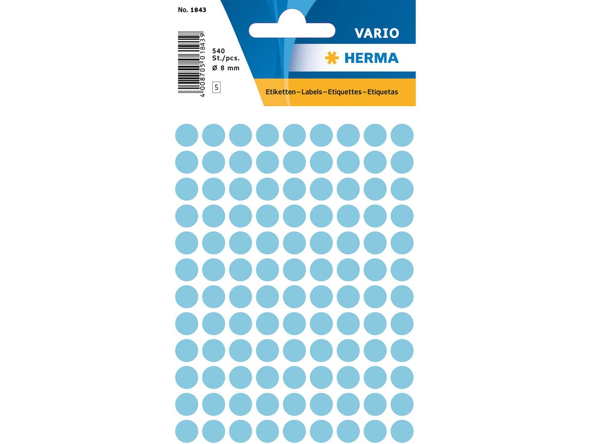 HERMA Marcatori 8mm 1843 blu 540 pz. (4008705018432)