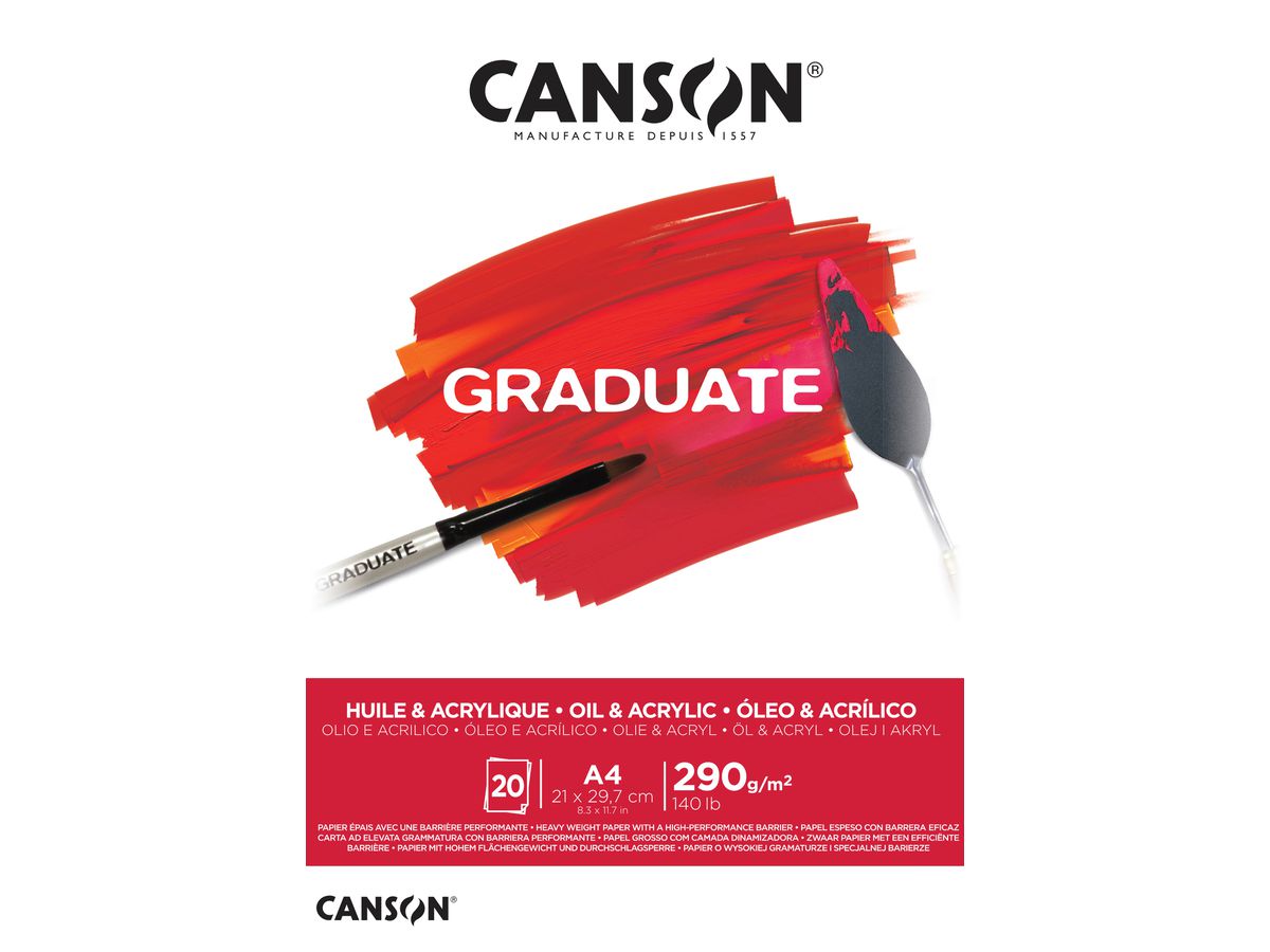 CANSON Graduate olio/acril. A4 400110380 20 fogl., bianco, 290g (3148950021236)