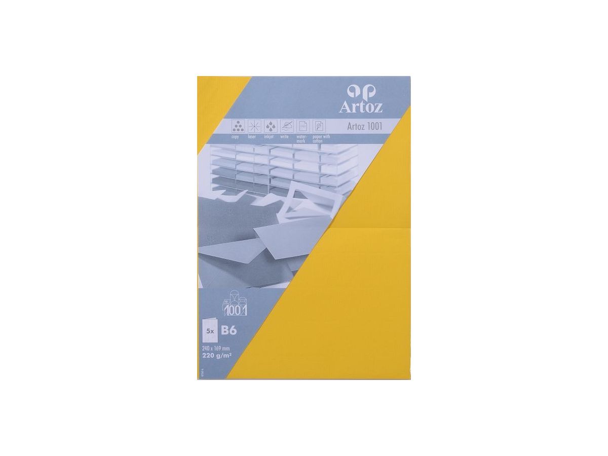 ARTOZ Karten 1001 B6 107362262 220g, sonnengelb 5 Stück (7612450247664)