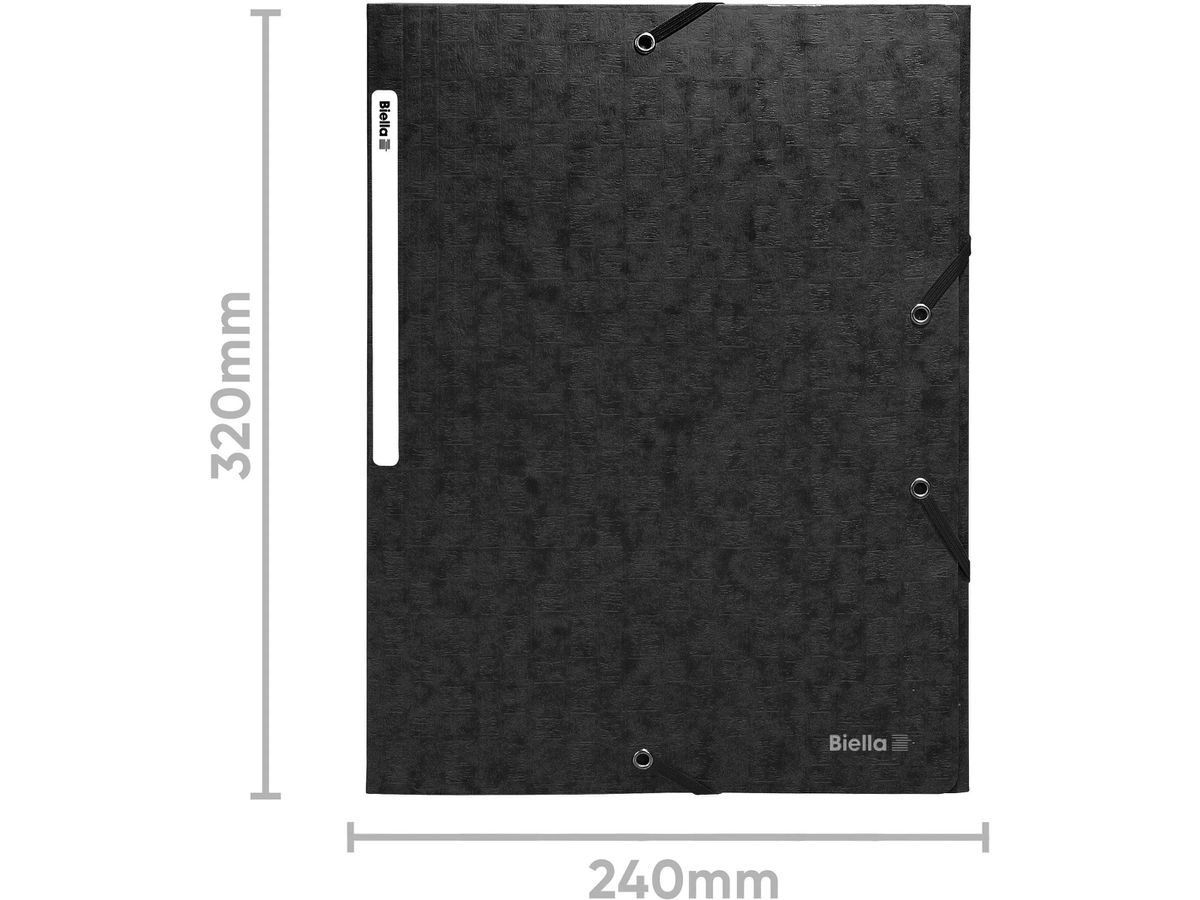 BIELLA Gummibandmappe A4 17840002U schwarz, 590gm2 220 Bl. (7611365252510)