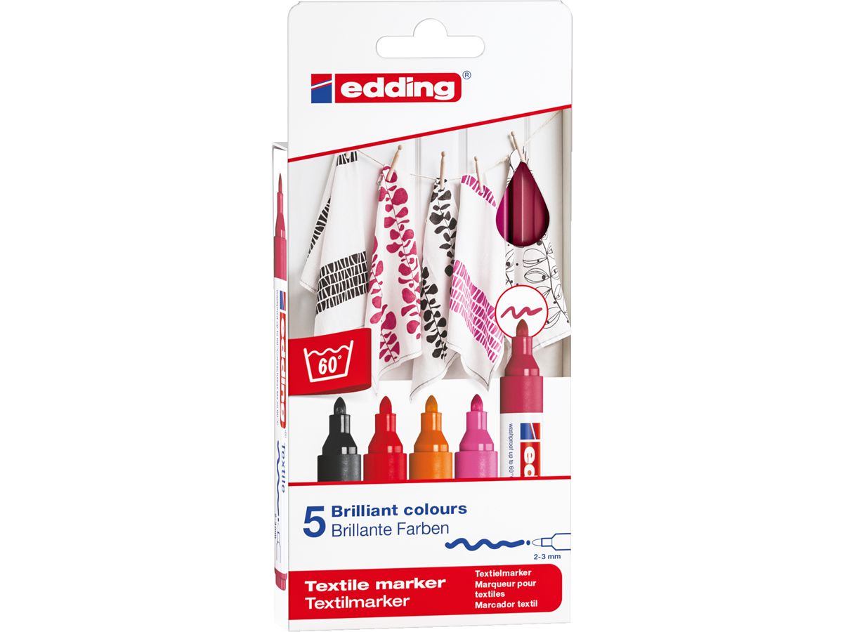 EDDING Textilmarker 4500 3949 Warm Color 5 Stück (4057305013101)