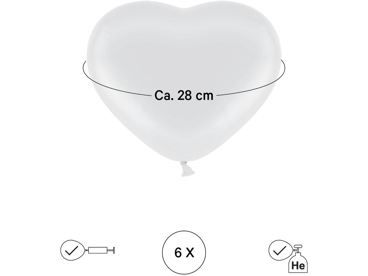 I AM CREATIVE Ballons Herz 27cm 1000-1074 weiss 6 Stück (7611983247004)