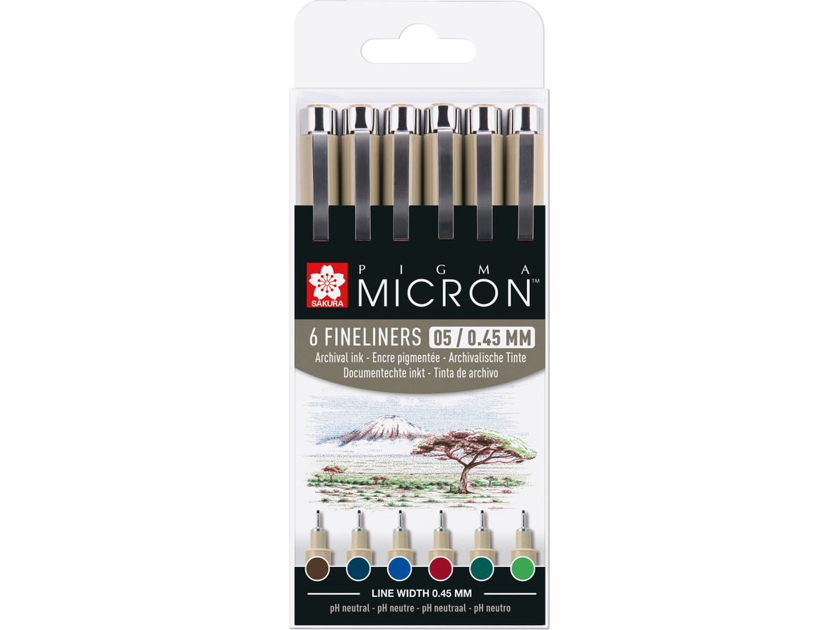 SAKURA Pigma Micron 05 Set 0.45mm POXSDK056B Tons de terre 6 pièces (8712079421762)