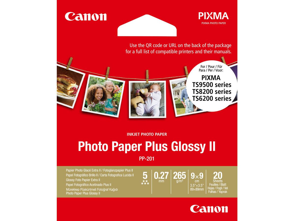 CANON Photo Paper Plus 265g 9x9cm PP201 9x9 InkJet glossy II 20 feuilles (4549292136135)