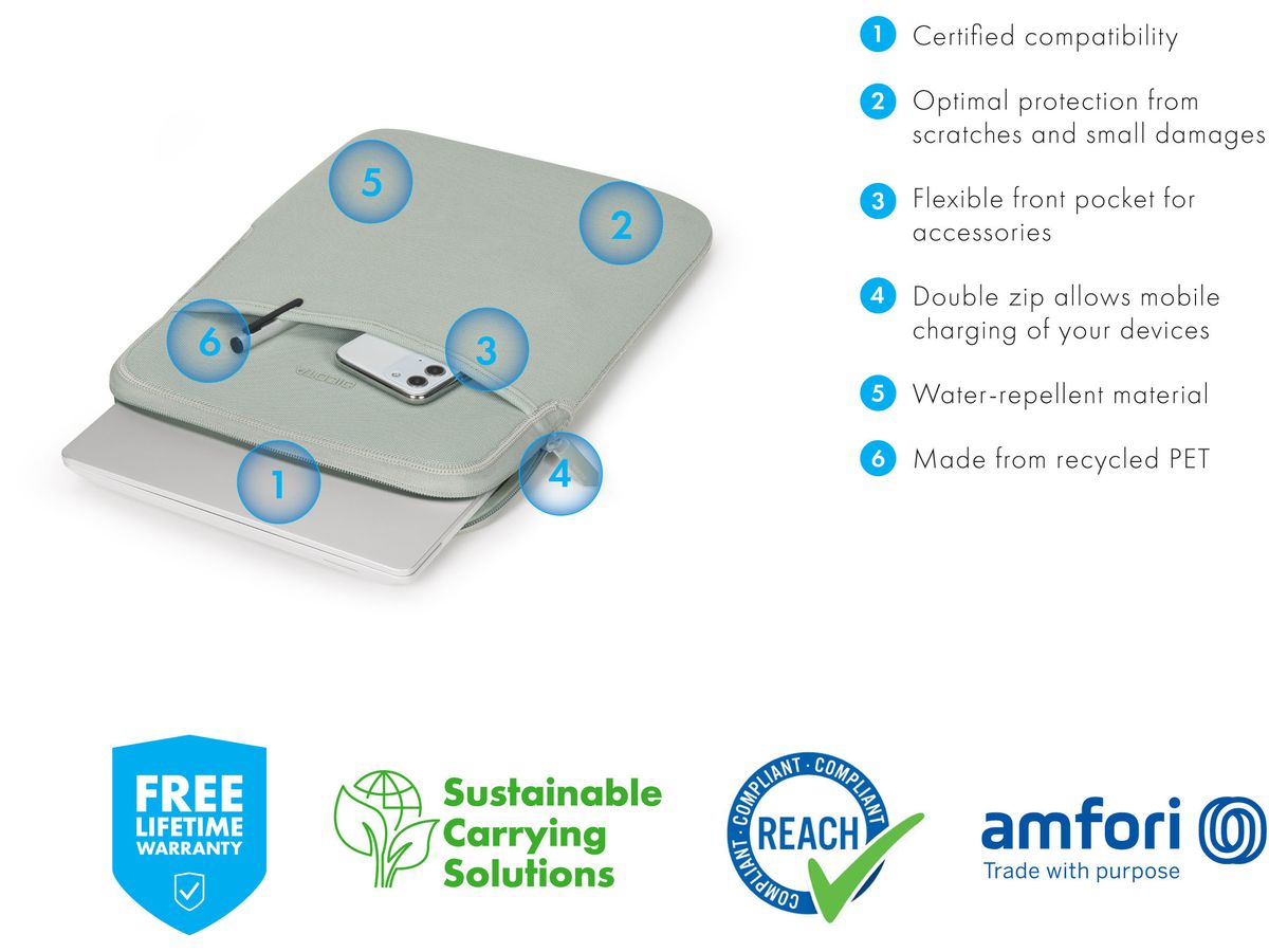 DICOTA Sleeve Eco SLIM M D31996-DFS Microsoft Surf. Laptop Silver (7640239420519)