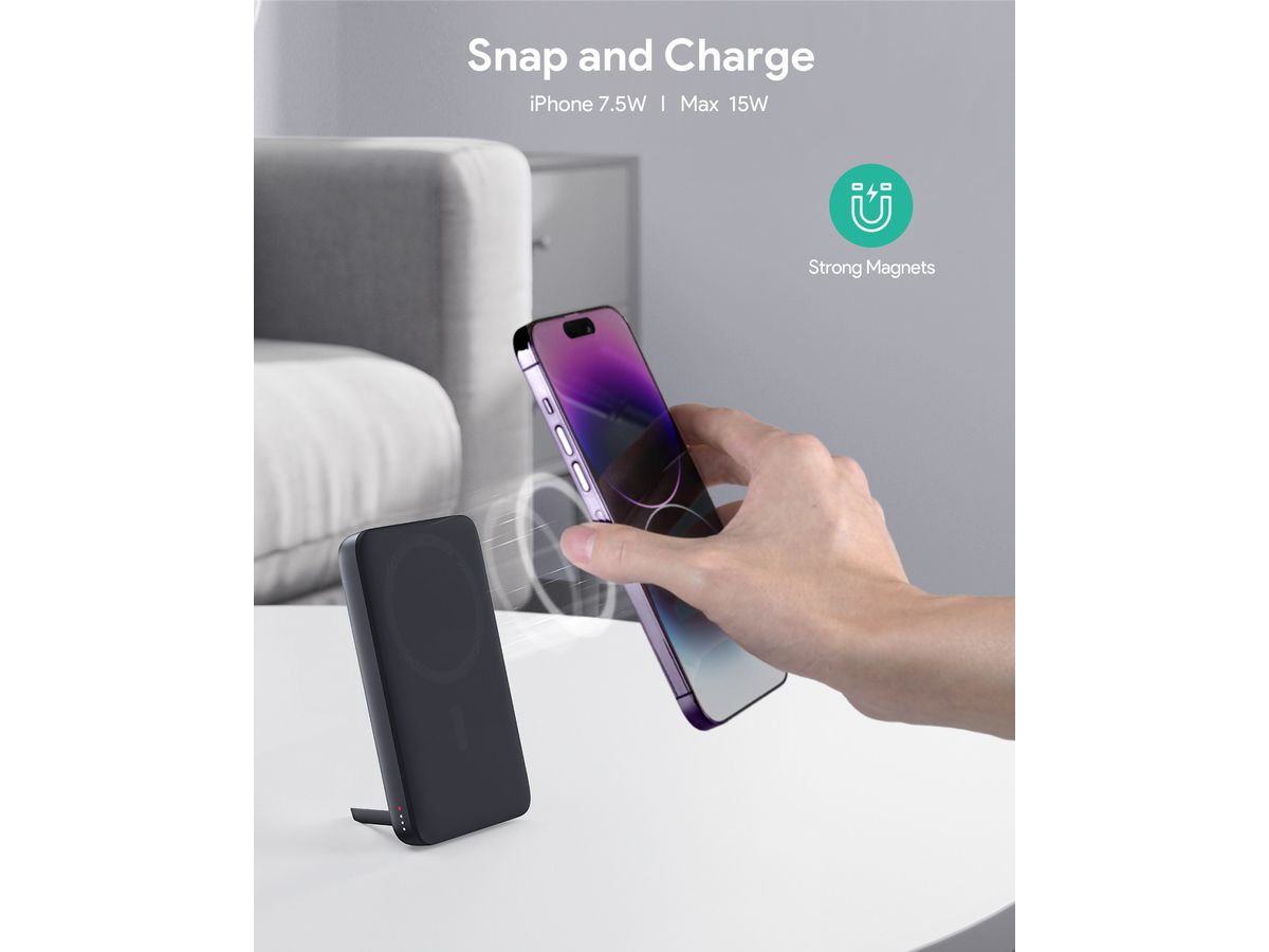 AUKEY MagFusion 6700mAh PB-MS05 GR Powerbank Qi2 Wireless Grey (0689323790296)