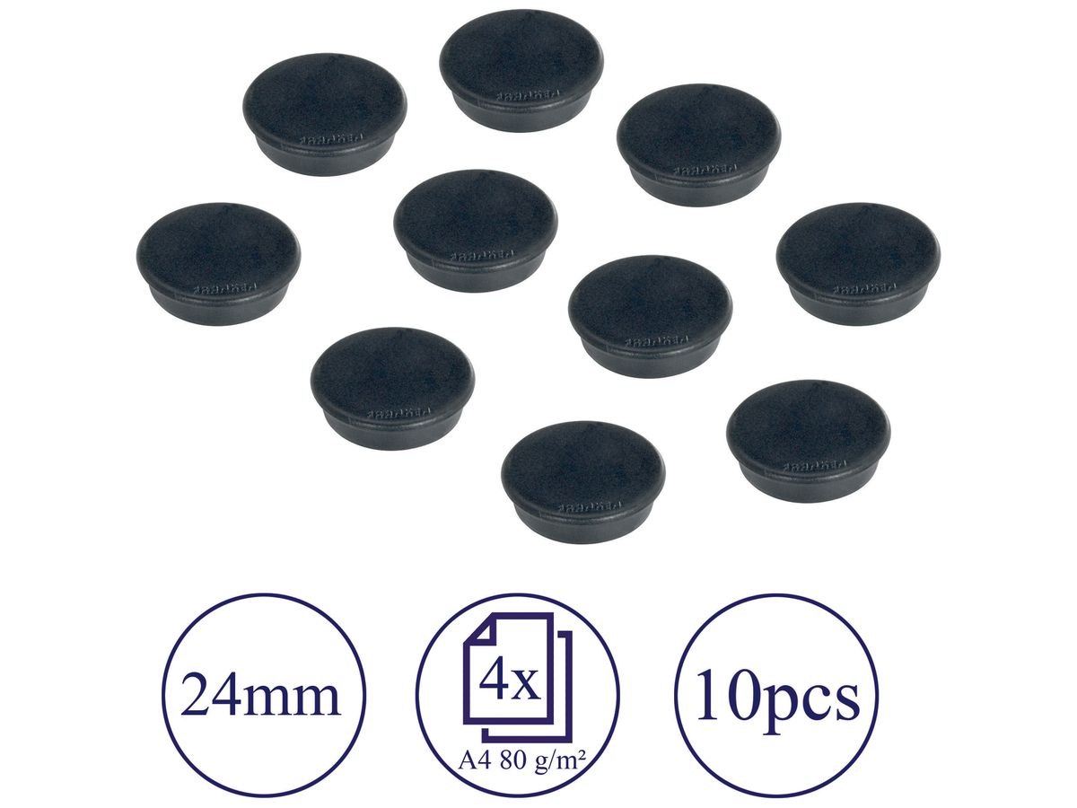 FRANKEN Haftmagnete 24mm HM20 10 schwarz 10 Stück (4016946051903)
