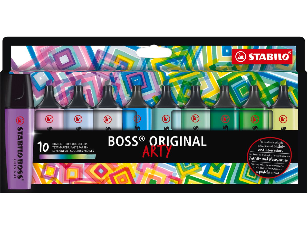 STABILO Textmarker BOSS ARTY 70/10-2-20 Couleurs froides, Étui 10 pcs. (4006381577816)