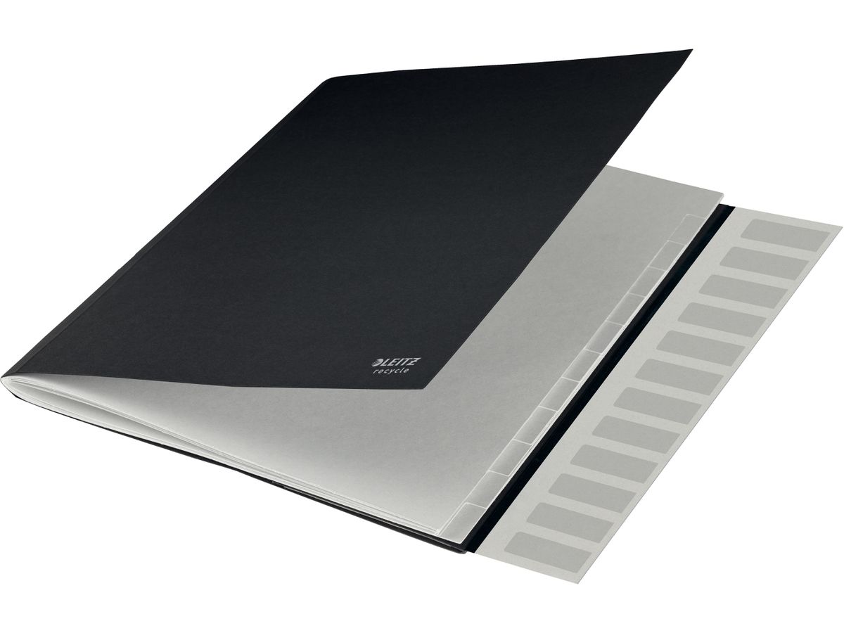LEITZ Dossier archivio Recycle A4 3915-00-95 nero, cartone 12 scomp. (4002432128075)
