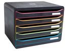 EXACOMPTA Schubladenbox Big-Box Plus 308914D schwarz/Harlekin, 5 Schubl. (9002493430136)