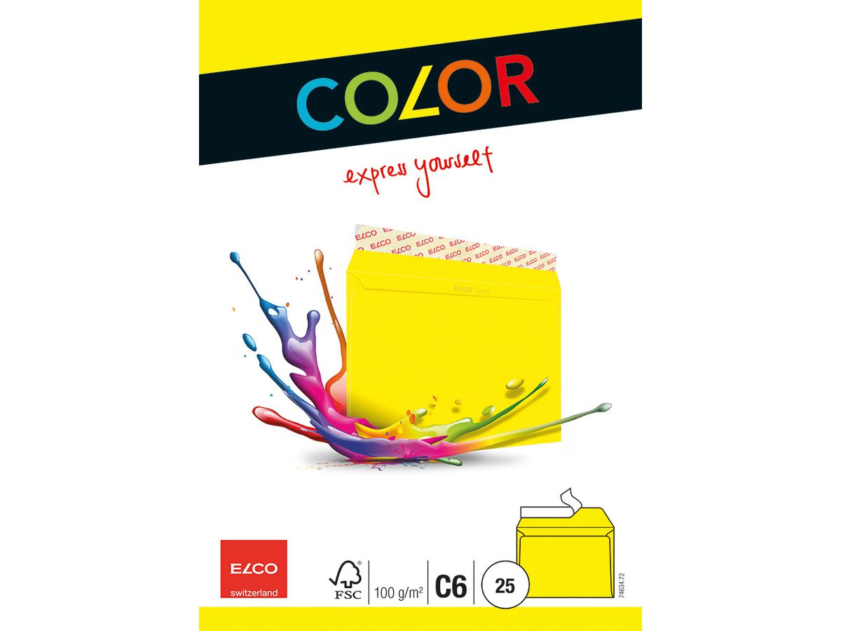 ELCO Enveloppe Office s/fenêtre C6 74634.72 100g, jaune 25 pcs. (7610425368802)