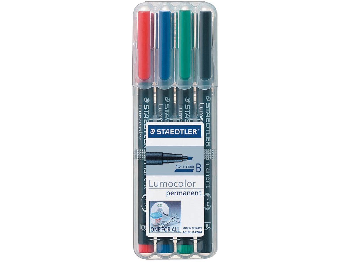 STAEDTLER Lumocolor permanent B 314 WP4 4 Farben ass. (4007817304297)