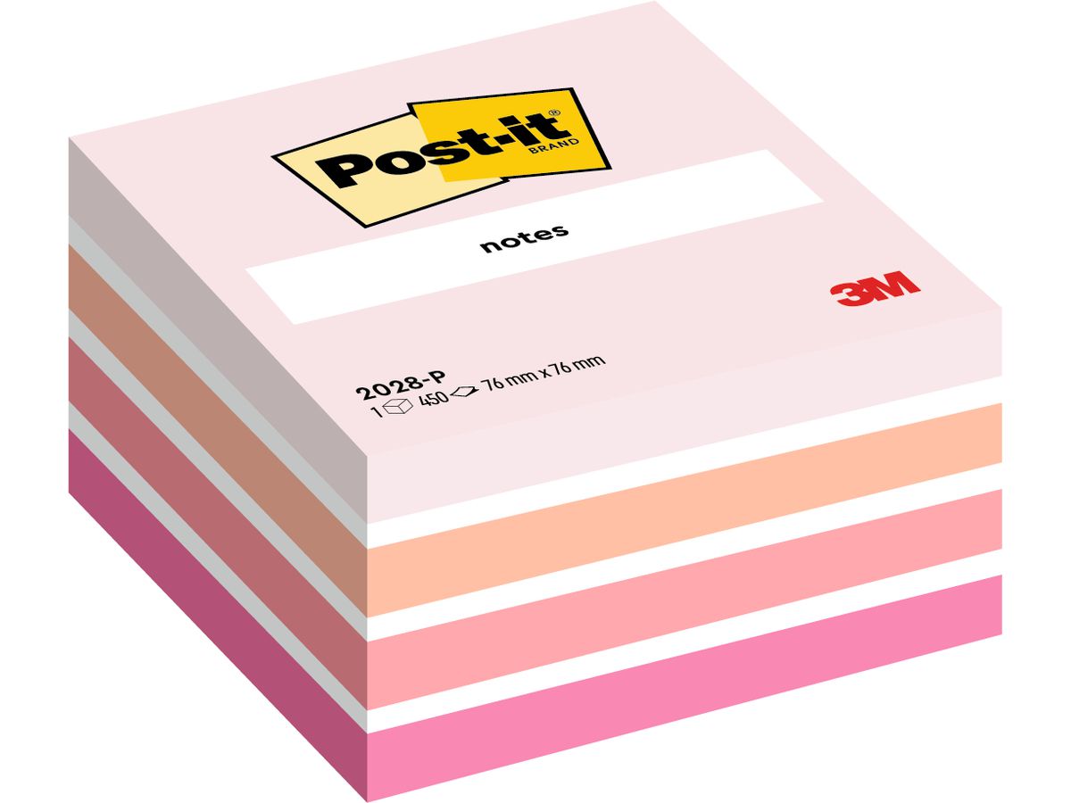 POST-IT Cube 76x76mm 2028-P pink/450 feuilles (4001895871351)