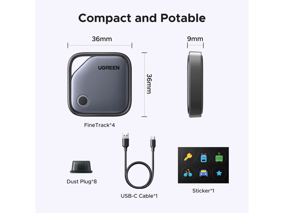 UGREEN Finder 2 Tracker Apple 75119A Find My,iOS,USB-C,Black (6941876277667)