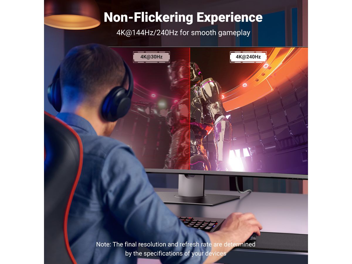 UGREEN USB-C to DisplayPort 8K 25158 Cable, 2m (6941876221585)