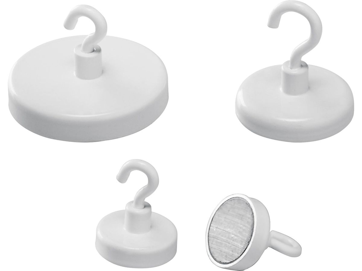 MAGNETOPLAN Aimant avec Crochet 47mm 52647 blanc 16kg (4013695024516)