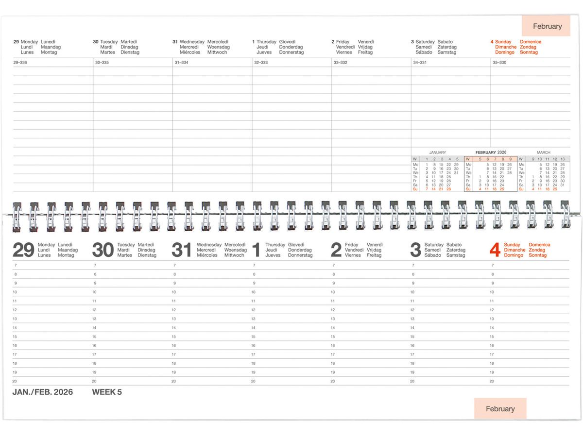 SIMPLEX Cal. horizontal Linea 2026 83582B5.26 1S/2P bleu ML 30.7x10.5cm (7611468040885)
