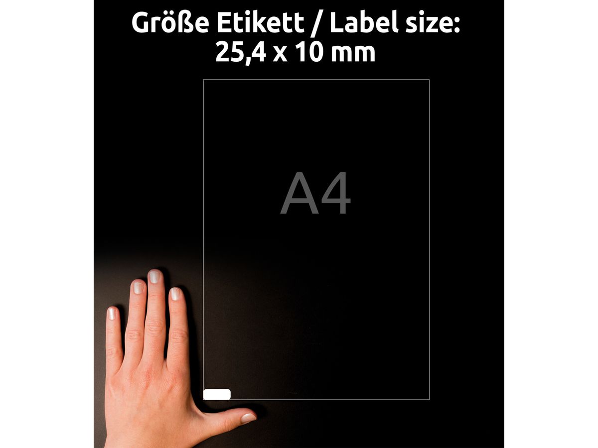 AVERY ZWECKFORM Etiquettes Univ. 25.4x10mm L7871-20 blanc, strong 20 feuilles (4004182070031)