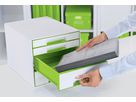 LEITZ Schubladenbox WOW Cube A4 5213-20-54 weiss/grün, 4 Schubladen (4002432115396)