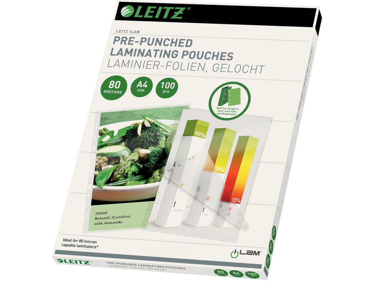 LEITZ Laminiertasche A4 16918 glanz, 80my 100 Stk (5411313169189)