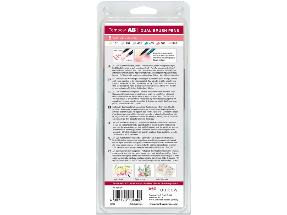 TOMBOW ABT Dual Brush Pen ABT-6P-4 Candy Colours 6 pcs. (4003198104808)