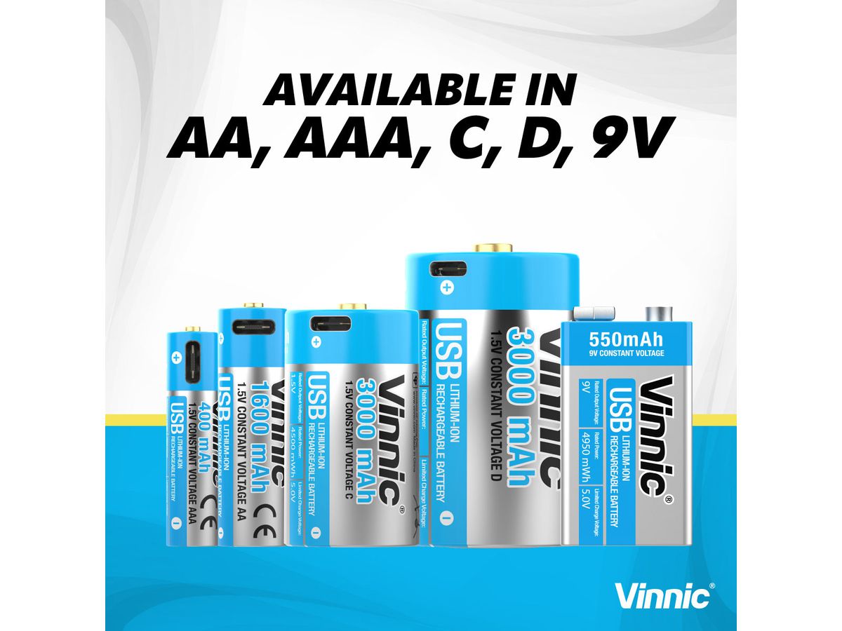 VINNIC USB Rech. Batt. C Type-C VPRB-UCC-2PC 3000mAh,Case,2pcs. (4898338020397)