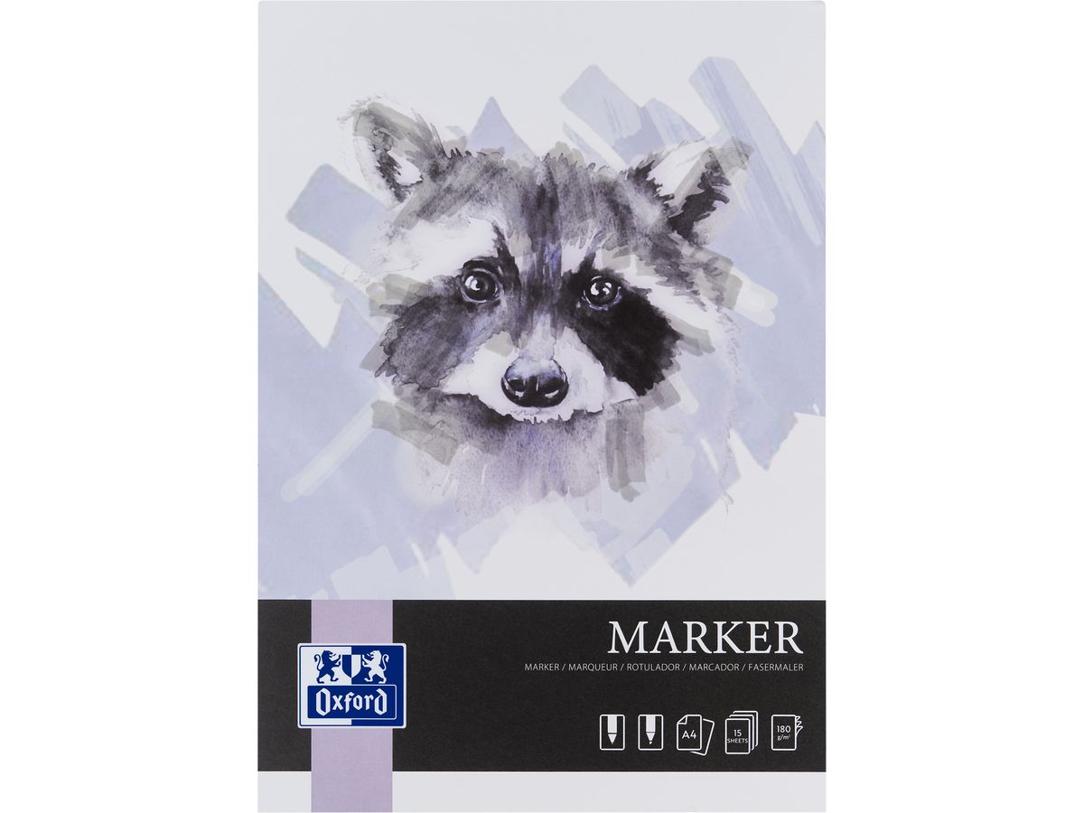 OXFORD Art bloc marqueur A4 A4 400166104 en blanc, 180g 15 feuilles (5904017077626)