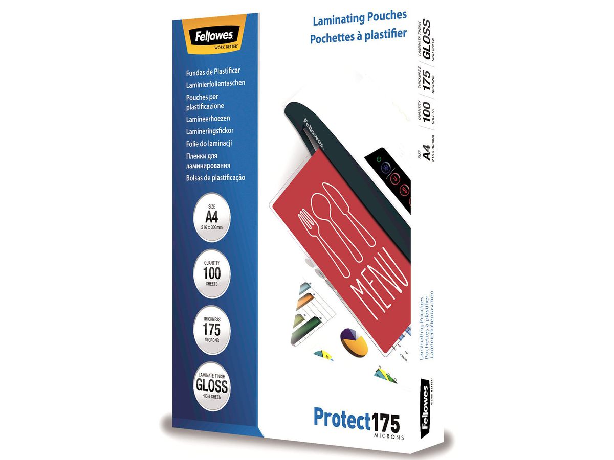 FELLOWES Pelicole per laminazione A4 5308703 lucido, 175my 100 pezzi (0077511530876)