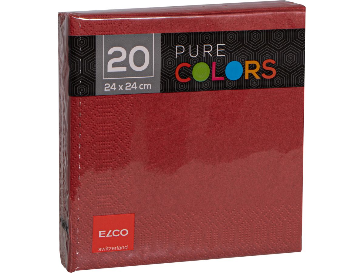 ELCO Serviette Zelltuch 24x24cm PC234020-025 3-lagig, bordeaux 20Stk. (7612614062959)