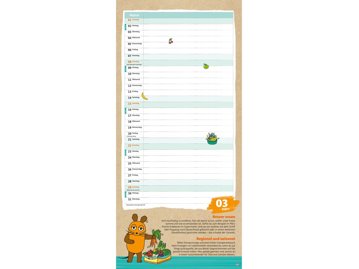 HEYE Familienplaner 2026 23645+26 Nachhaltig Planen Maus 21x45cm (9783756414253)