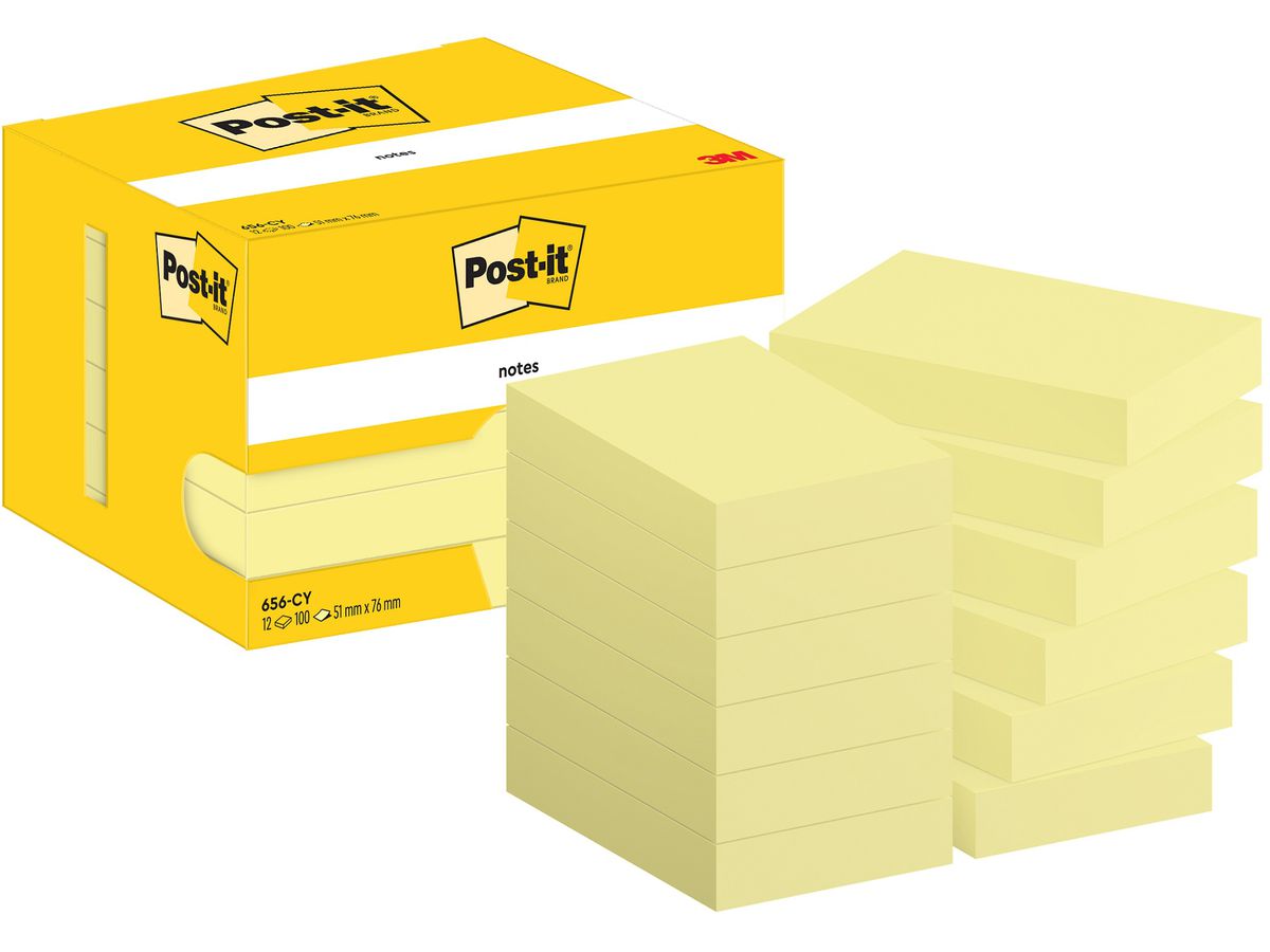 POST-IT Block 51x76mm 656 CY Gelb 12x100 Blatt (4064035065775)