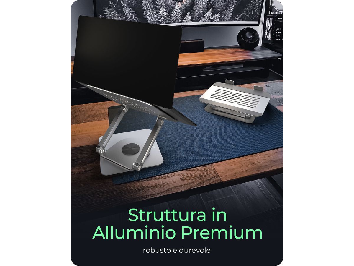 ICY BOX Rotatable and fully adjustable IB-NH300-R notebook stand 17 Inch silver (4250078174462)